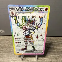 Pokemon Cinderace ex Ultra Rare Full Art Tera Holo SV07 157/142 320 HP - Image 1