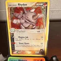NEARMINT Pokemon TCG Team Magma's Rhydon Reverse Holo & Rhyhorn Holo Lot - Image 2