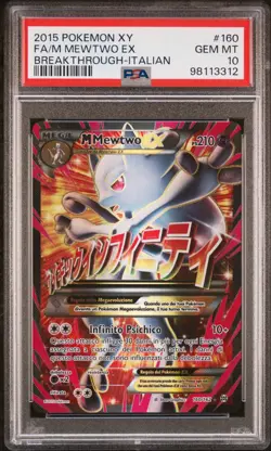 Pokemon PSA 10 M Mewtwo EX #160 Full Art Breakthrough 2015 Italiano - Image 2