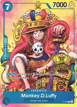 MONKEY.D.LUFFY (2ND ANNIVERSARY STAMPED PROMO) P-043 NM - Image 1