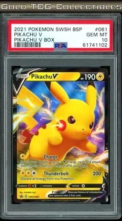 PSA 10 ⭐ Pokemon Pikachu V SWSH061 061 Pomo Black Star Full Art Graded Card - Image 1