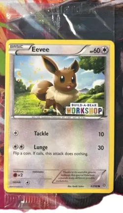 Pokemon TCG Eevee 63/98 Build-A-Bear Workshop Stamped Promo SEALED Card - Image 1
