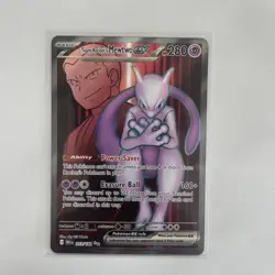 Pokemon TCG Destined Rivals Team Rocket's Mewtwo EX Full Art Rare Card 213/182 - Image 1