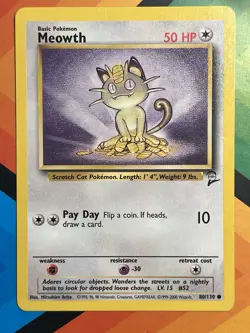 MEOWTH - Base Set 2 - 80/130 - Common - Pokemon Card - Unlimited Edition LP - Image 1