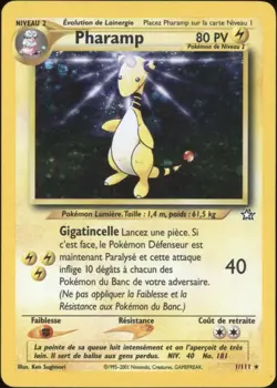 2001 Pokemon FRENCH Unlimited Neo Genesis Pharamp-Ampharos Holo 1/111 EX-MT - Image 1