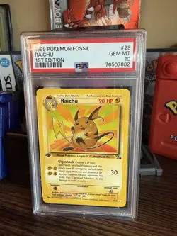 1999 Pokemon Fossil Raichu 1st Edition PSA 10 Gem Mint ⚡ - Image 1