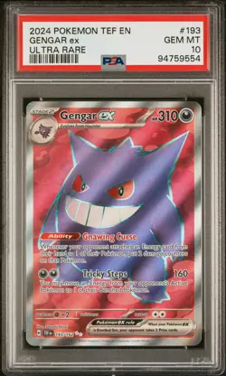 GENGAR ex 😈 2024 POKEMON TEMPORAL FORCES 😈ULTRA RARE #193 PSA 10 - Image 1