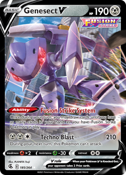 Genesect V 185/264 Rare Holo V | Fusion Strike | Pokemon Card - Image 1