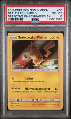 Detective Pikachu Holo 2019 Pokemon #10 PSA 8 NM-MT German Meisterdetek Pikachu - Image 2
