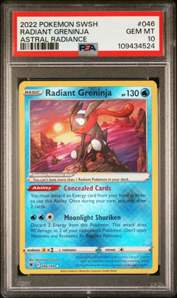 Pokemon Card PSA 10 Radiant Greninja 046/189 Astral Radiance Shiny Holo 2022 - Image 1