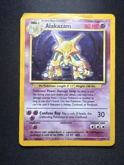 Alakazam Holo Pokemon Card WOTC 1/102 Base Set Rare Vintage - Image 1