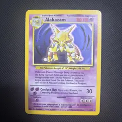 Alakazam 1/102 Base Set Holo MP WOTC Original Pokemon TCG Card Stage 2 Rare - Image 1