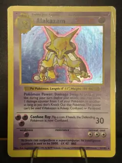 SHADOWLESS Alakazam 1/102 Base Set Holo - Vintage - Pokemon TCG Card - Image 3