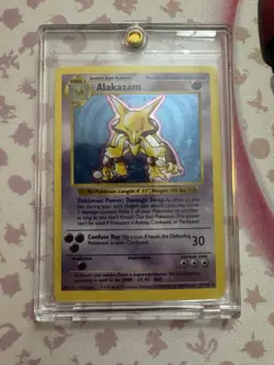 1999 Pokemon Base Set Alakazam HOLO Shadowless Card 1/102 LP+ *1 Owner* Clean! - Image 1