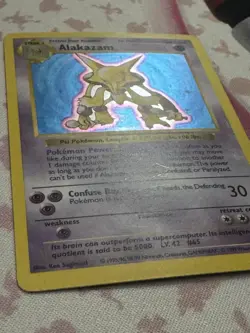 1999 Pokemon Base Set Alakazam HOLO Shadowless Card 1/102 LP+ *1 Owner* Clean! - Image 4