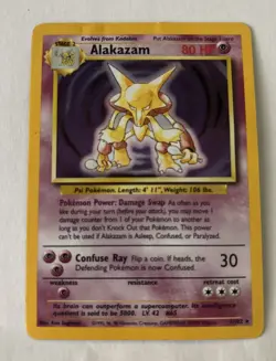 Pokemon TCG Alakazam Holo Card Base Set 1/102 - Image 1