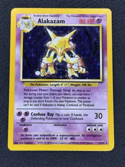 Pokemon TCG Alakazam Holo Card Base Set 1/102 - Image 1
