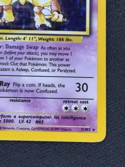Pokemon TCG Alakazam Holo Card Base Set 1/102 - Image 4
