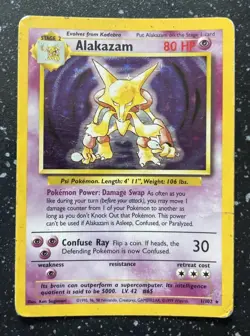 Pokemon TCG Alakazam Holo Card Base Set 1/102 - Image 1