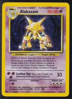 Pokemon Alakazam 1/102 Base Set Holo Unlimited Rare Card - Image 1