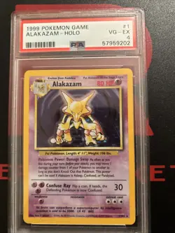 Pokemon TCG Alakazam Base Set Holo Card 1/102 Unlimited Rare - Image 1
