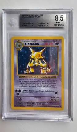 Pokemon | Shadowless Alakazam BGS 8.5 NM+ Base Set Holo 1/102 Pokemon Card PSA - Image 1