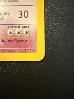 Alakazam Holo 1/102 Base Set Unlimited – LP– Rare - Vintage Pokemon Card - Image 3
