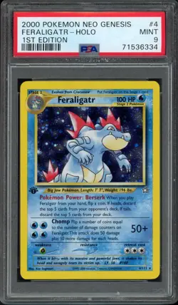 2000 Pokemon Neo Genesis 1st Edition Feraligatr 4/111 Holo PSA 9 Mint - Image 1