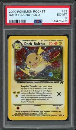 2000 Pokemon Rocket Dark Raichu 83/82 Holo PSA 6 EX-MT - Image 1