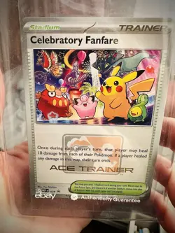 Pokemon Celebratory Fanfare Trainer-Stadium Promo Card 028 Pikachu - Image 1