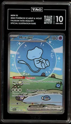 Pokemon Mew ex Paldean Fates Special Illustration Rare #232 TAG 10 Gem Mint - Image 1