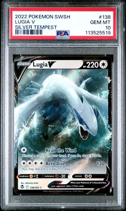 2022 POKEMON SWORD & SHIELD SILVER TEMPEST #138 LUGIA V PSA 10 - Image 1