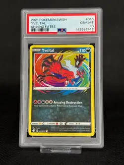 Yveltal PSA 10 046/072 Shining Fates Pokemon TCG Holo - Image 1