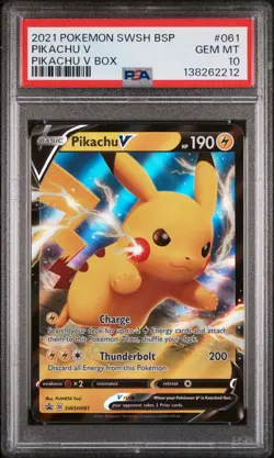 PSA 10 PIKACHU V BLACK STAR PROMO 061 PIKACHU V BOX SWSH POKEMON MJ - Image 1