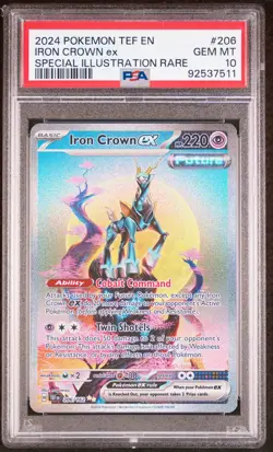2024 POKEMON TEF EN-TEMPORAL FORCES #206 IRON CROWN EX PSA 10 - Image 1