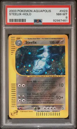 2003 Pokemon Aquapolis Steelix Holo #H23 PSA 8 NM-MT GORGEOUS SWIRL! - Image 1