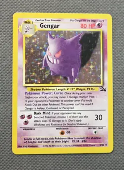 Gengar 5/62 Holo Rare (1999) Fossil Base Set WoTC Pokemon Vintage TCG - Image 1