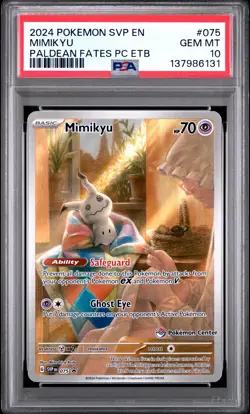 2024 POKEMON PALDEAN FATES POKEMON CENTER ETB PROMO SVP #075 MIMIKYU PSA 10 - Image 1