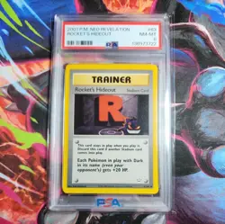 2001 POKEMON NEO REVELATION #63 ROCKET'S HIDEOUT PSA 8 - Image 1