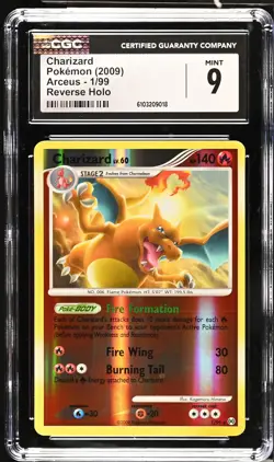CGC 9 Charizard 1/99 Reverse Holo Arceus Pokemon Card - Image 1