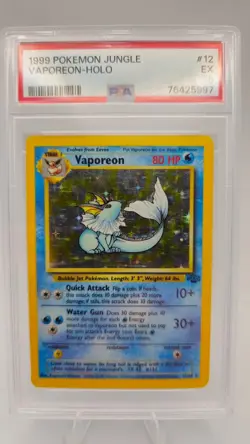 PSA 5 Graded Pokemon Card 1999 Vaporeon Holo Rare 12/64 - Image 1