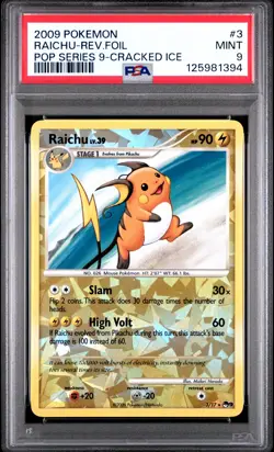 2009 POKEMON POP SER 9 CRACKED ICE #3 RAICHU-REVERSE FOIL PSA 9 - Image 1