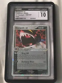 2005 POKEMON EX DEOXYS - HOLO #104/107 SHARPEDO EX - CGC 10 GEM MINT - POP 8 - Image 1