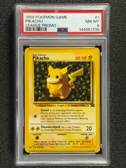1999 Pokemon Game #1 PIKACHU League Promo Black Star TCG 1/53 PSA 8 - Image 1
