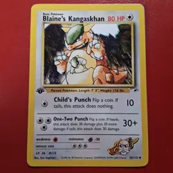 Blaine's Kangaskhan 036/132 Gym Heroes Regular First Edition Pokemon Card NEAR M - Image 1