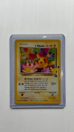 Birthday PIKACHU 24 🎂 CELEBRATIONS HOLO Classic Black Star Pokemon Card - Image 1