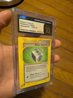 (POP 1) CGC 10 PRISTINE Grass Cube 01 TM 124/147 Aquapolis Pokemon Trainer Card - Image 2