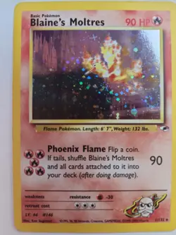 Blaine's Moltres Gym Holo Pokemon Base Card WOTC - Image 1
