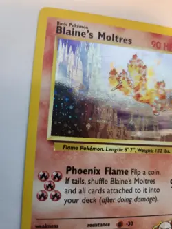 Blaine's Moltres Gym Holo Pokemon Base Card WOTC - Image 2