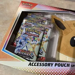 Pokemon TCG:Prismatic Evolutions Accessory Pouch Collection 5 Booster Packs New. - Image 3